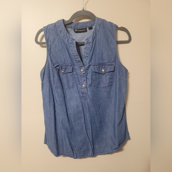 INC International Concepts Tops - INC International Concepts Blue Sleeveless Denim Blouse